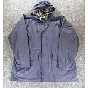 VTG Harbor Master Plaid Hooded Rain Jacket Mens XL Waterproof Outdoor Blue